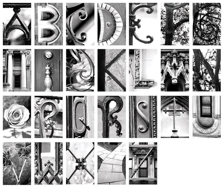 Буквы из архитектурных элементов