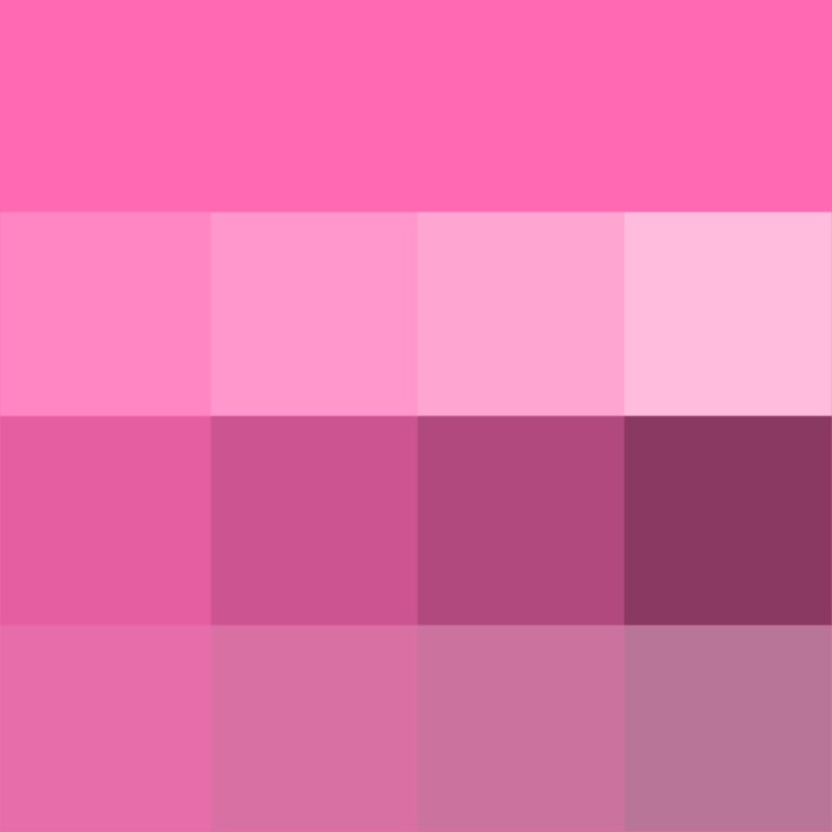 Палитна розовый оттенков