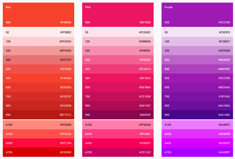 Оттенки розового