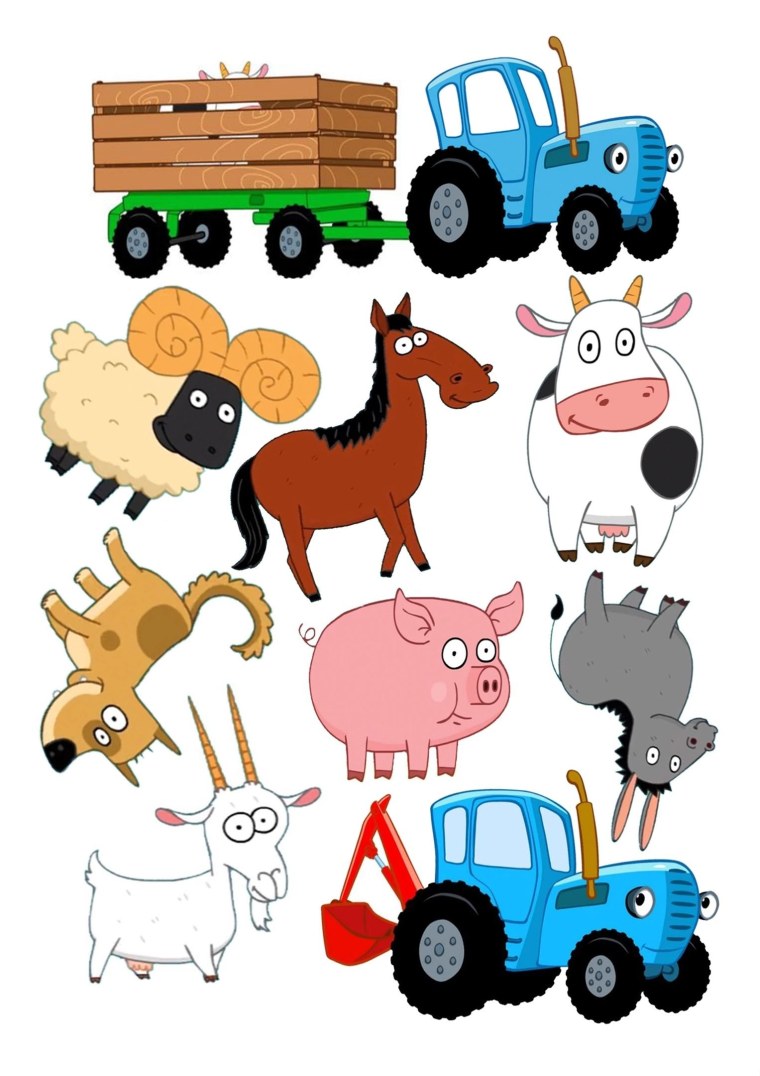 Синий трактор макет для торта