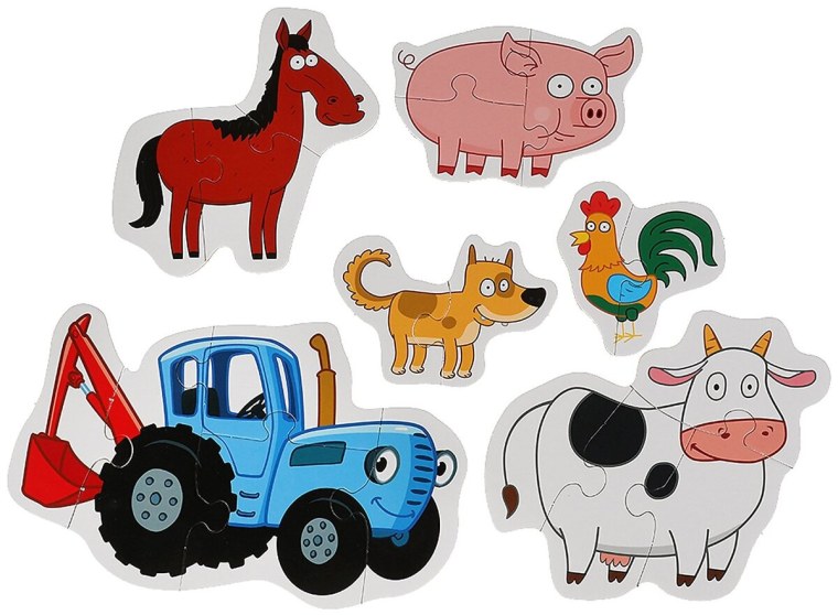 Макси пазлы для малышей 6 малышей 6 пазлов синий трактор