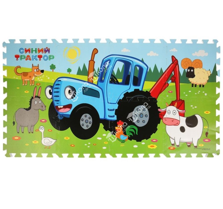 Коврик-пазл «синий трактор», 8 элементов, 31,5х31,5 см