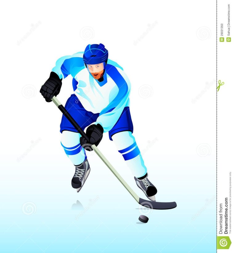 Голубой хоккеист с клюшкой
