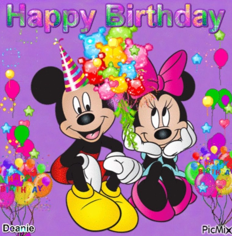 Открытка с днём рождения с Микки Маусом