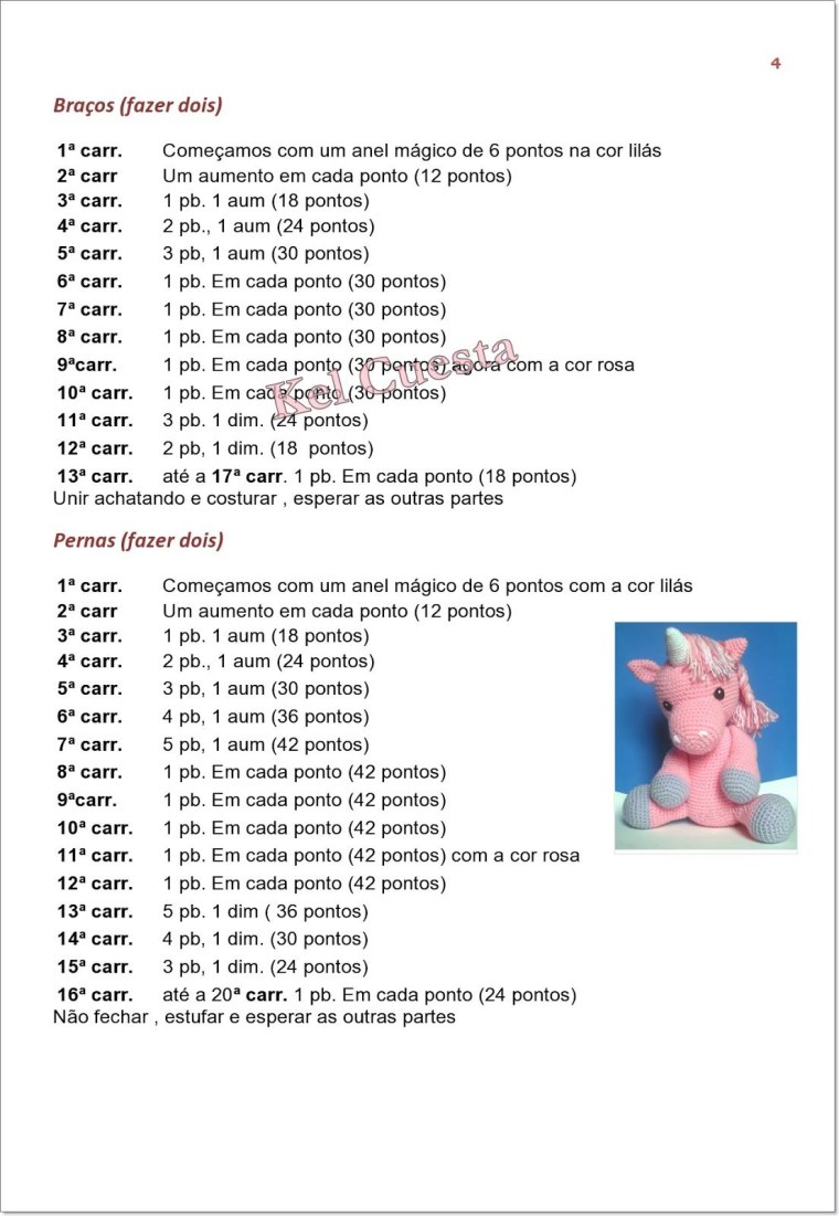 Схема и описание крючком игрушка Единорог