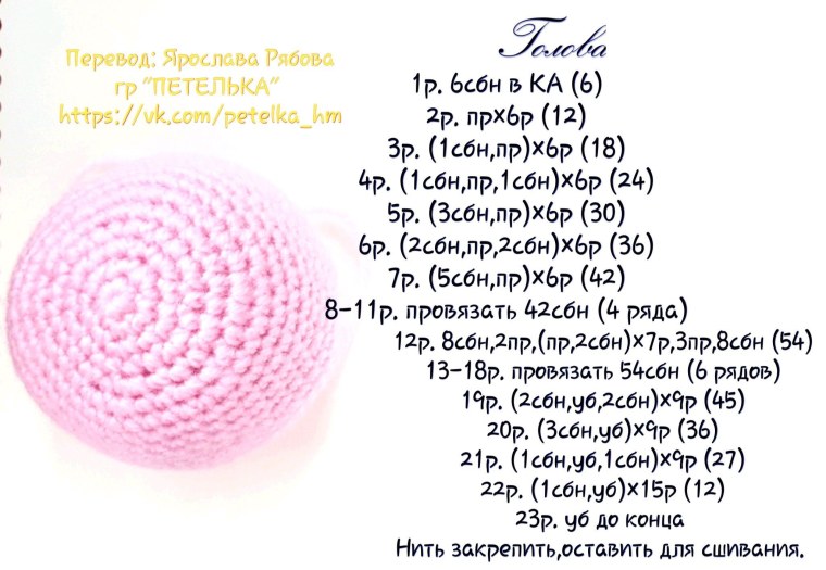 Схема вязания крючком шара амигуруми