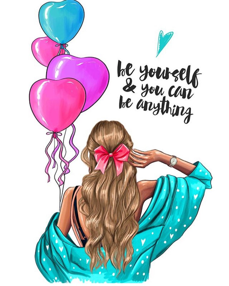 Модные иллюстрации девушек с шариками