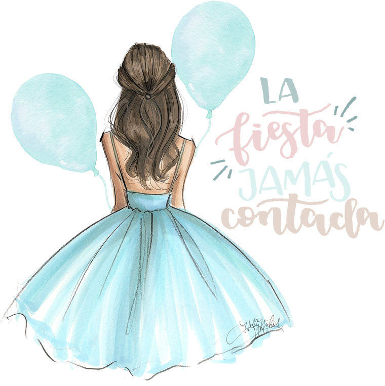 Девушка в платье со спины рисунок