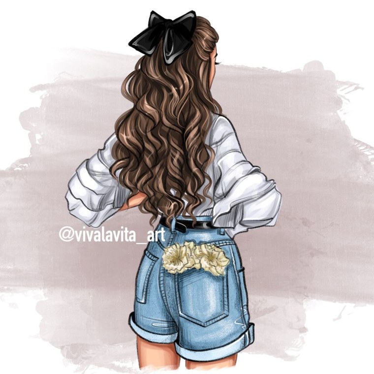 Картинка девушка со спины нарисованная