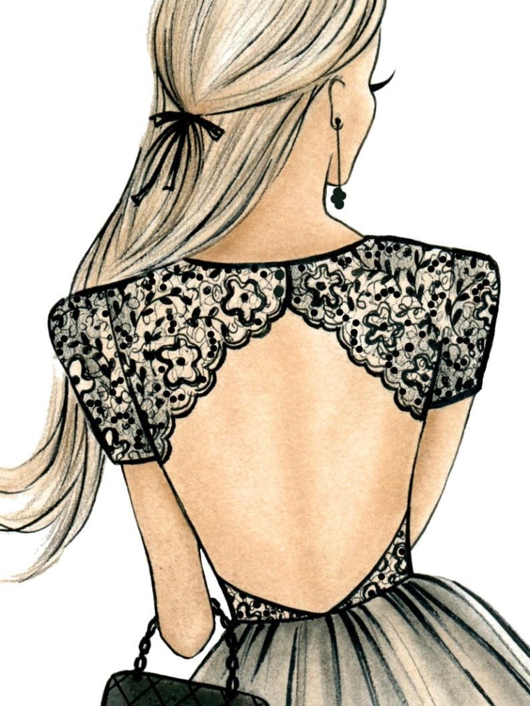 Девушка со спины рисунок