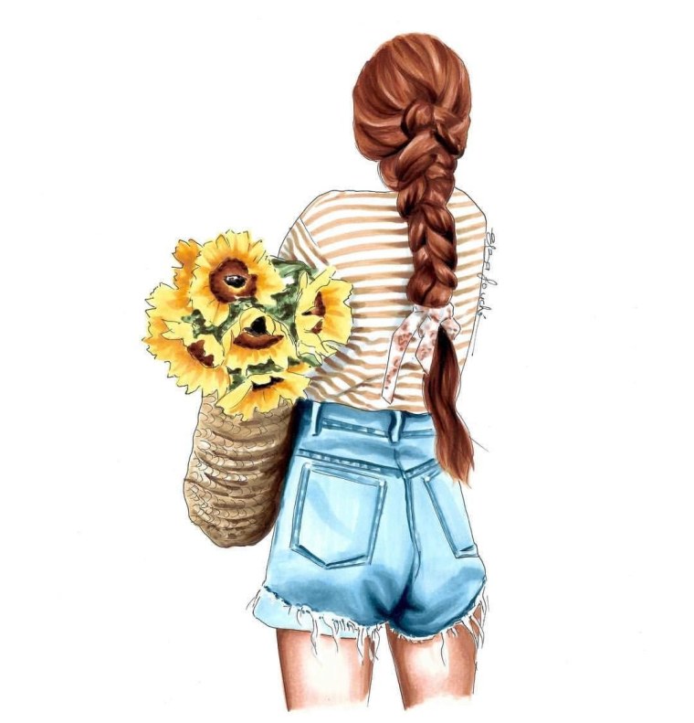 Девушка спиной иллюстрация