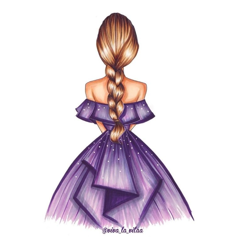 Нарисованные девушки в платьях