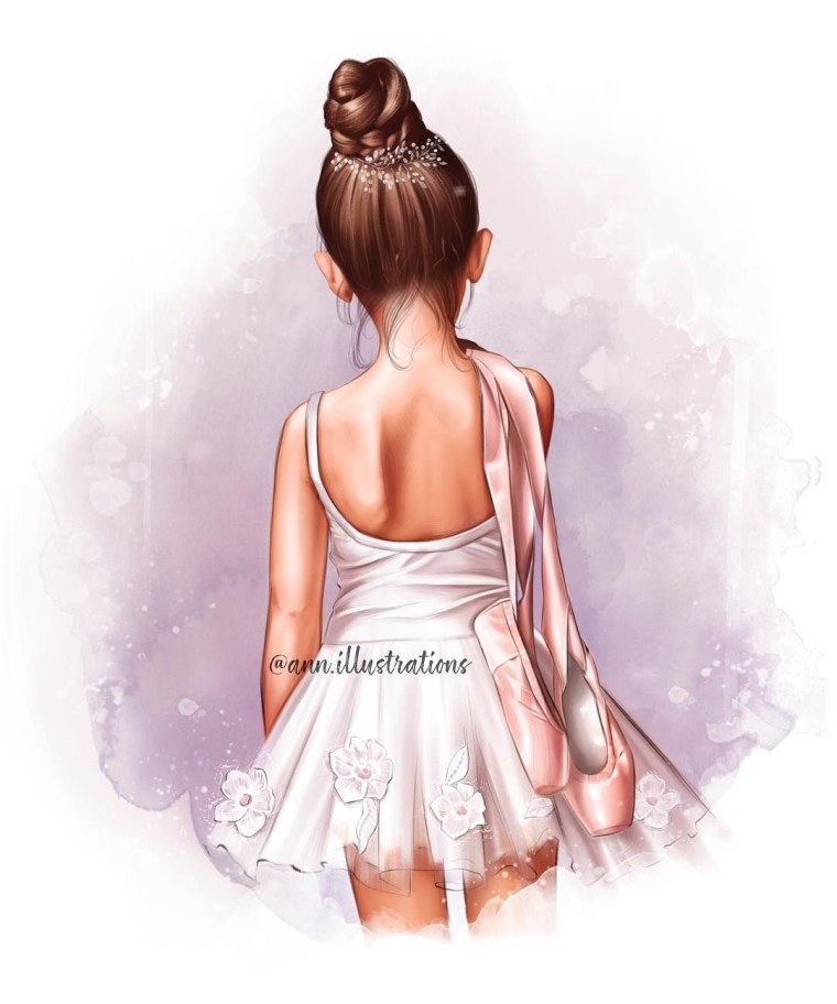 Девочка со спины иллюстрация