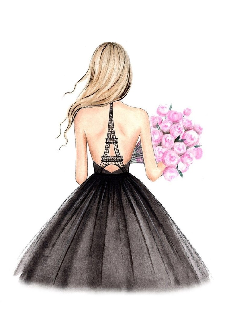 Нарисованные девушки в платьях