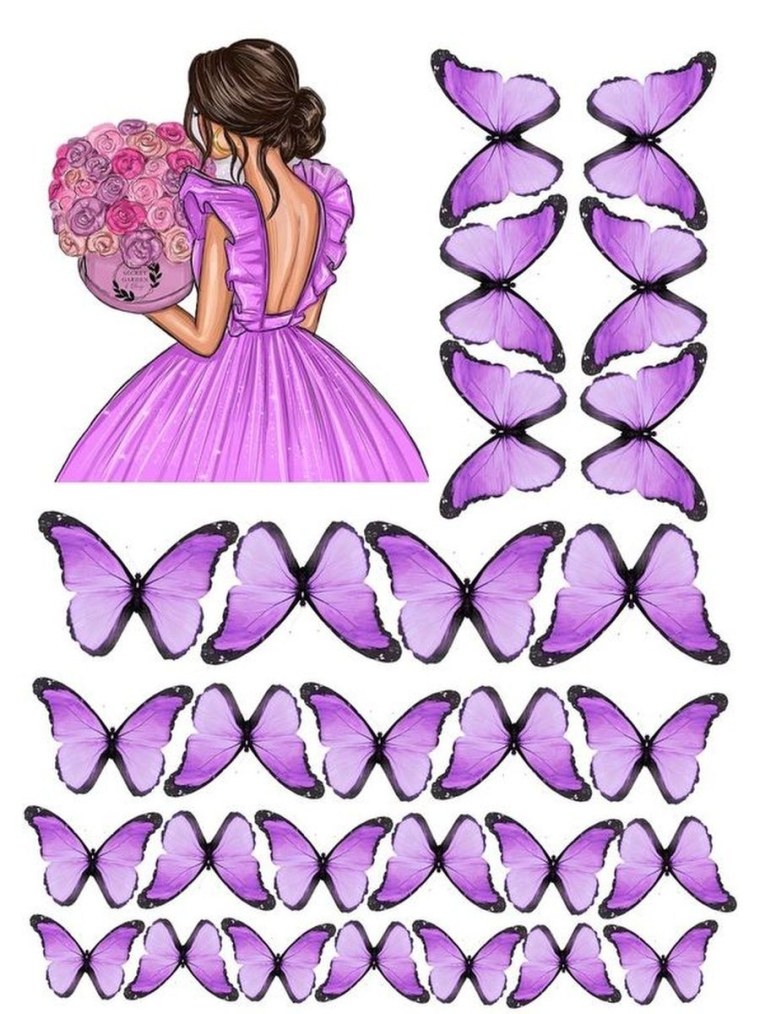 Вафельные бабочки сиреневые