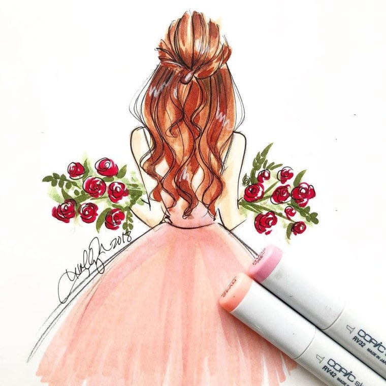 Нарисовать девушку сзади