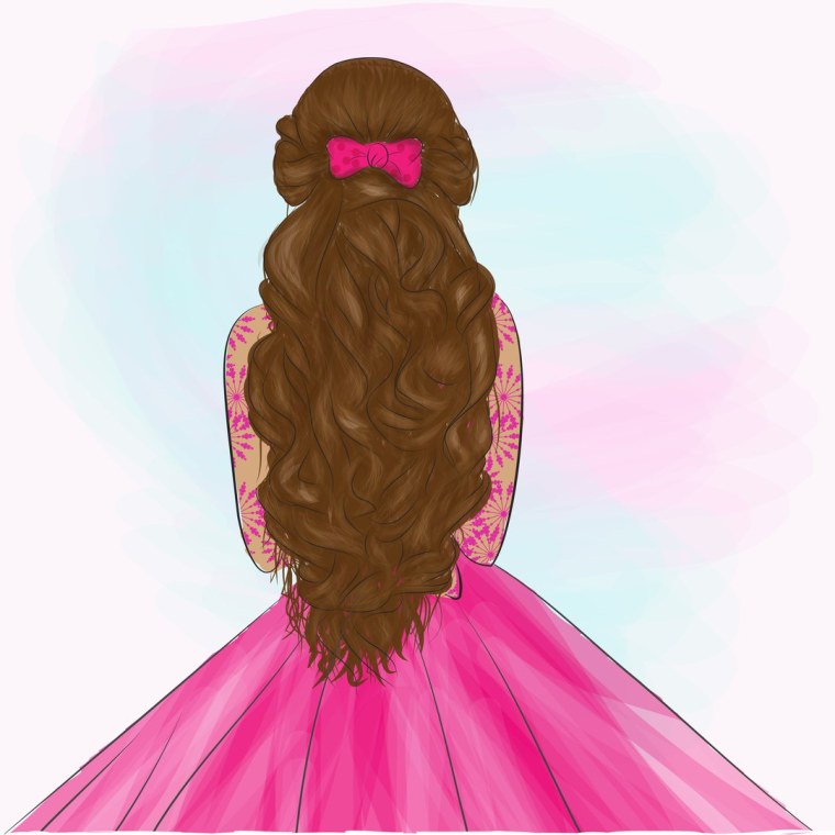 Девушка в розовом платье рисунок
