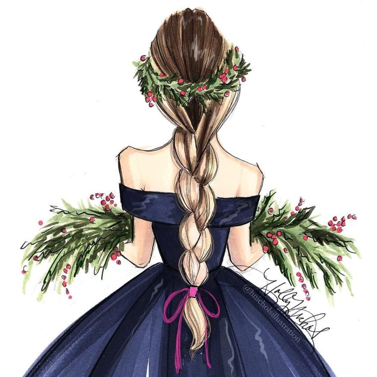 Девушка в платье арт со спины