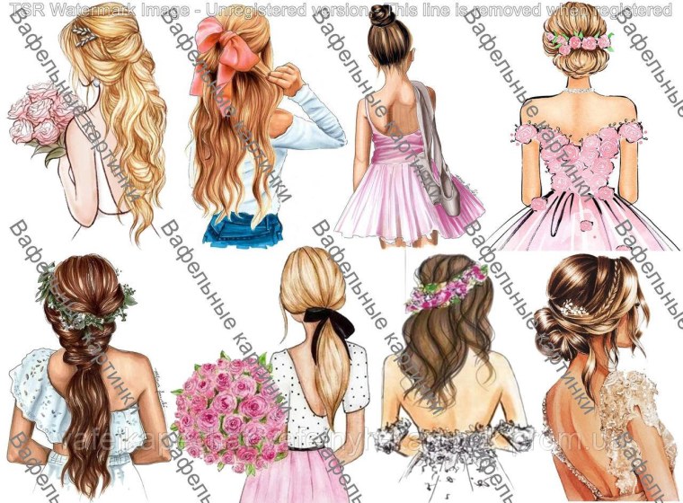 Вафельная картинка девушка в платье