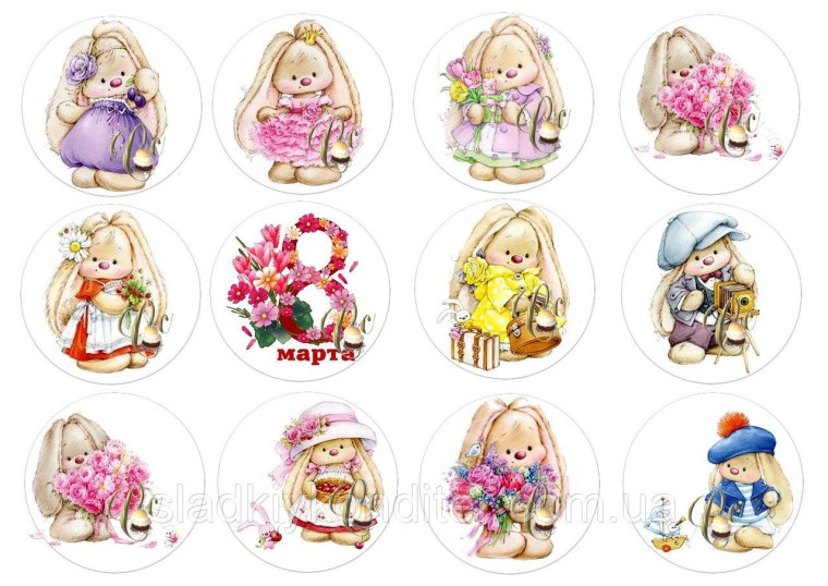 Макет на капкейки 8 марта