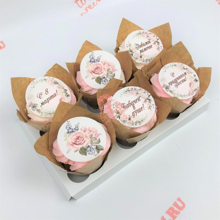 Капкейки на 8 марта с фотопечатью