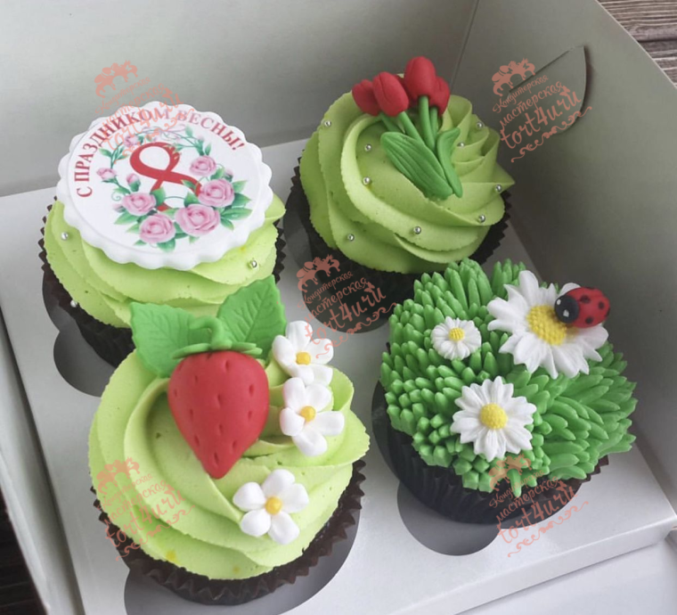 Украсить капкейки к 8 марта