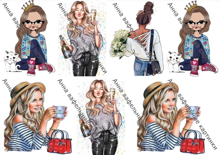 Вафельная картинка девушка