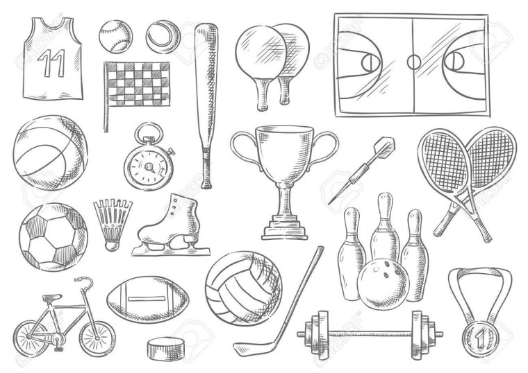 Нарисовать спортивный инвентарь
