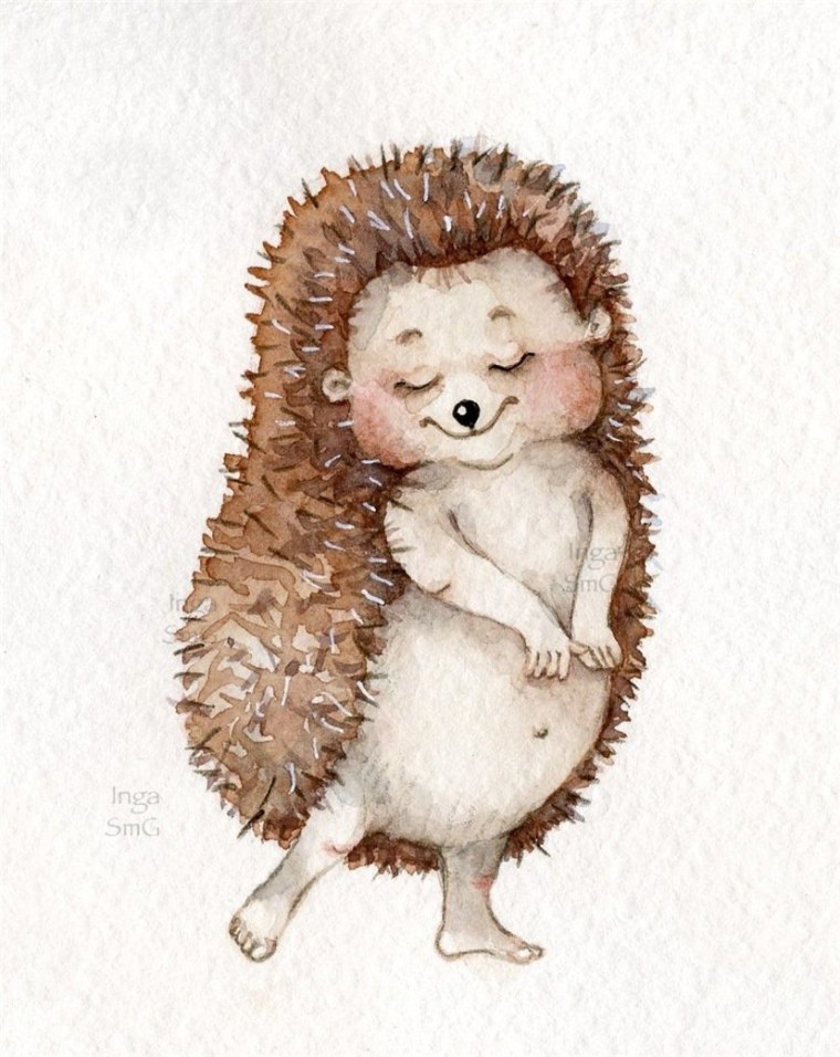 Ёжик акварелью Инга Измайлова