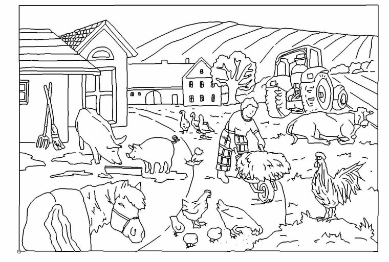 Деревня раскраска для детей