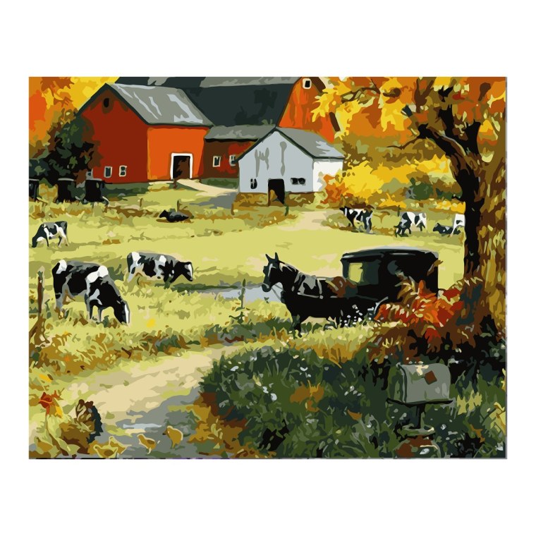Деревенский пейзаж с коровами