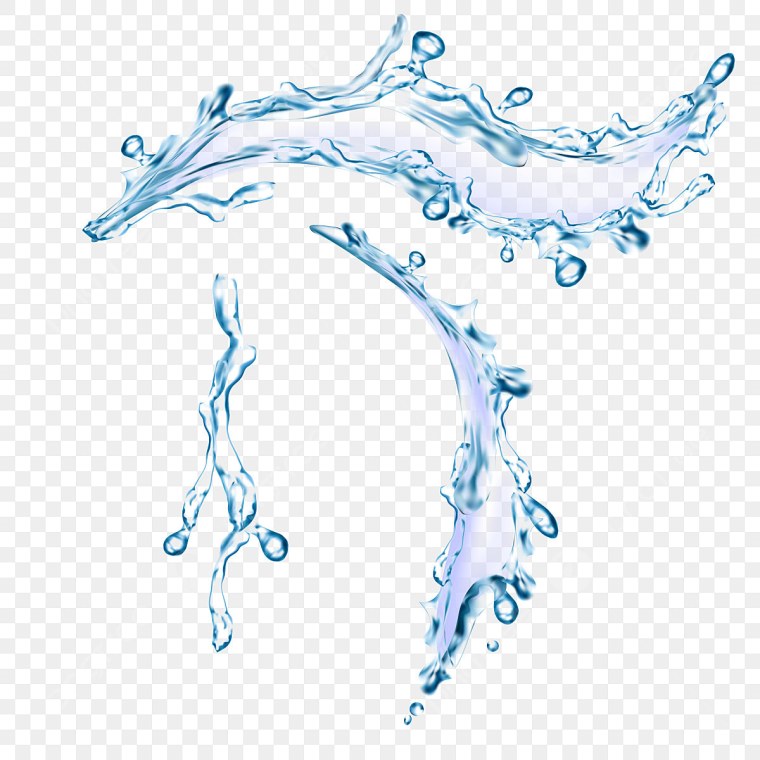 Струя воды на прозрачном фоне