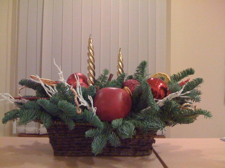 Новогодняя экибана на стол