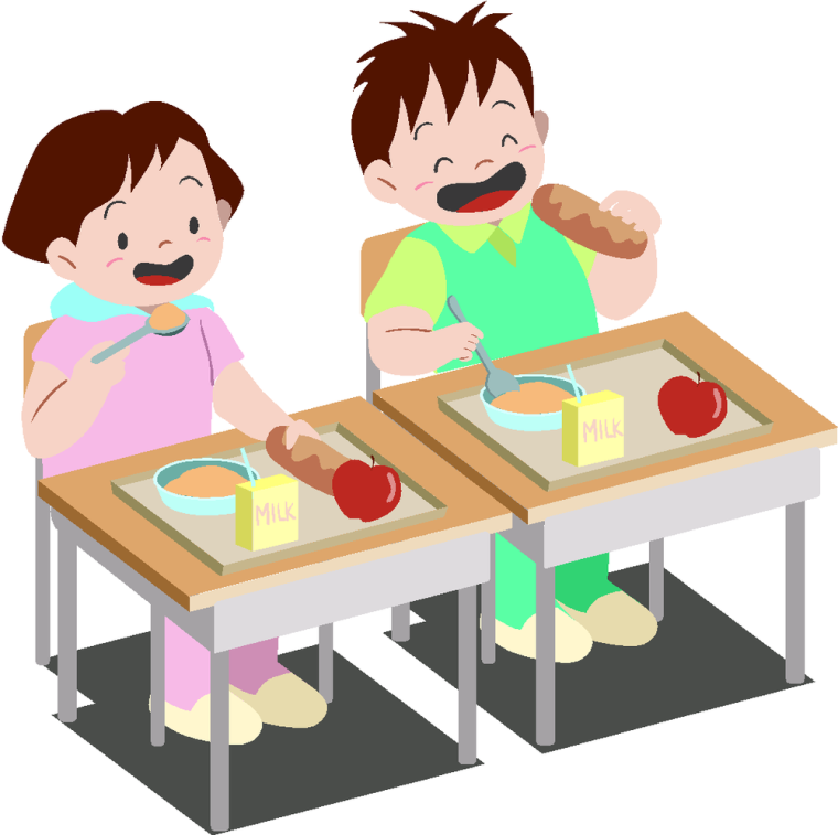 Дети за столом обедают