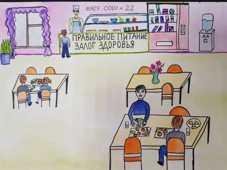 Рисунок школьной столовой