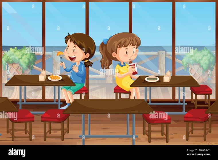 Ученики в столовой мультяшные