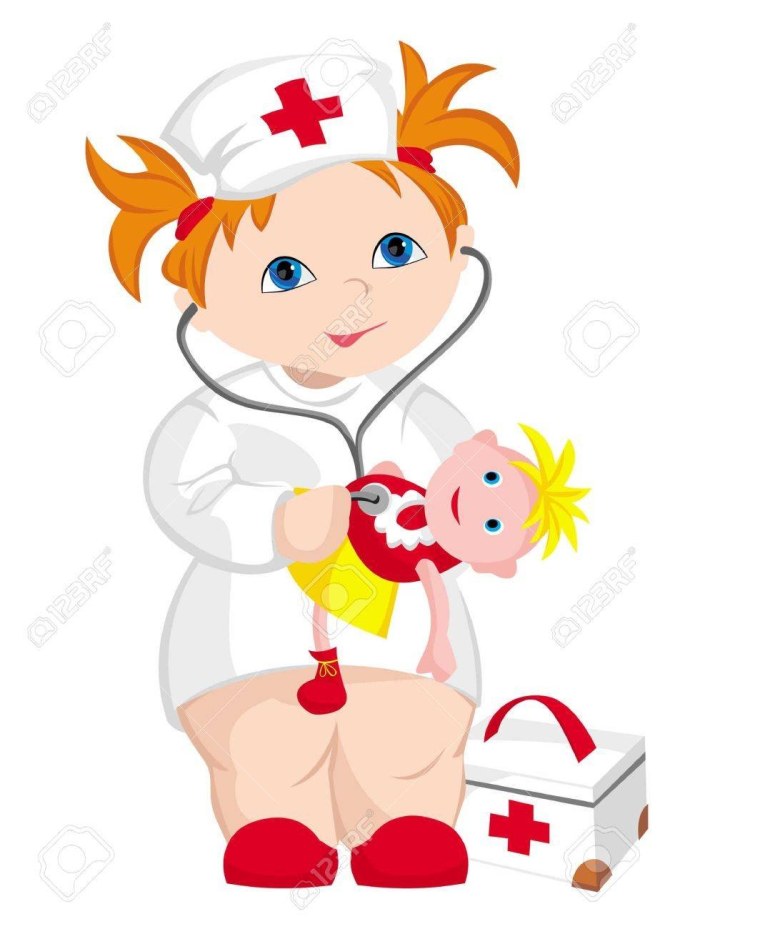 Медсестра в детском саду вектор