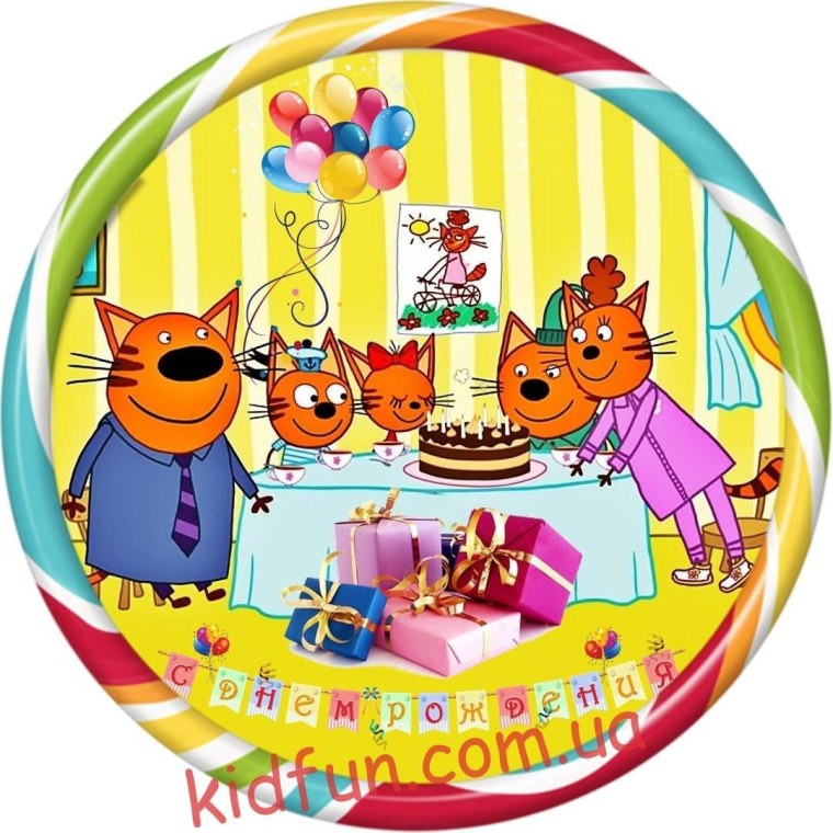 Торт три кота с фотопечатью