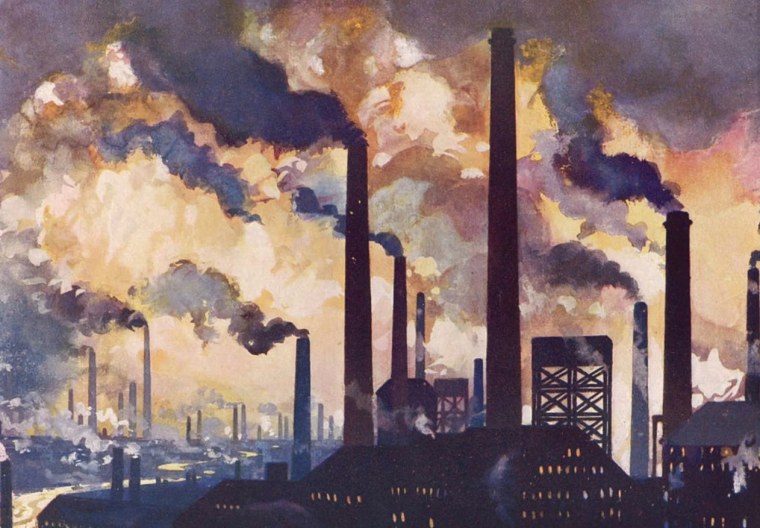 Индустриальный пейзаж акварелью