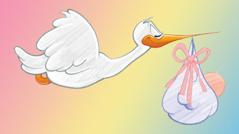 Аист с младенцем