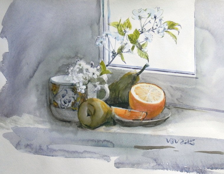 Натюрморт акварелью при контражуре