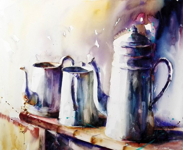 Натюрморт против света акварелью