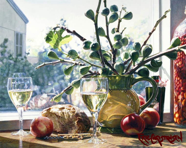 Натюрморт на фоне окна живопись