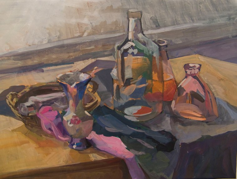 Натюрморт контражур акварель ДХШ