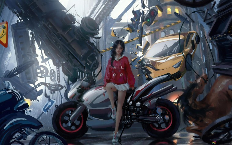 Автомобиль и мотоцикл арт