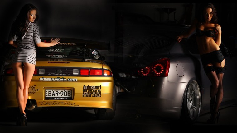 Обои на рабочий стол девушки и машины