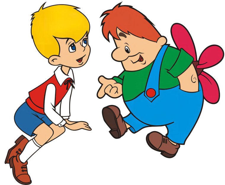 Малыш и Карлсон на белом фоне