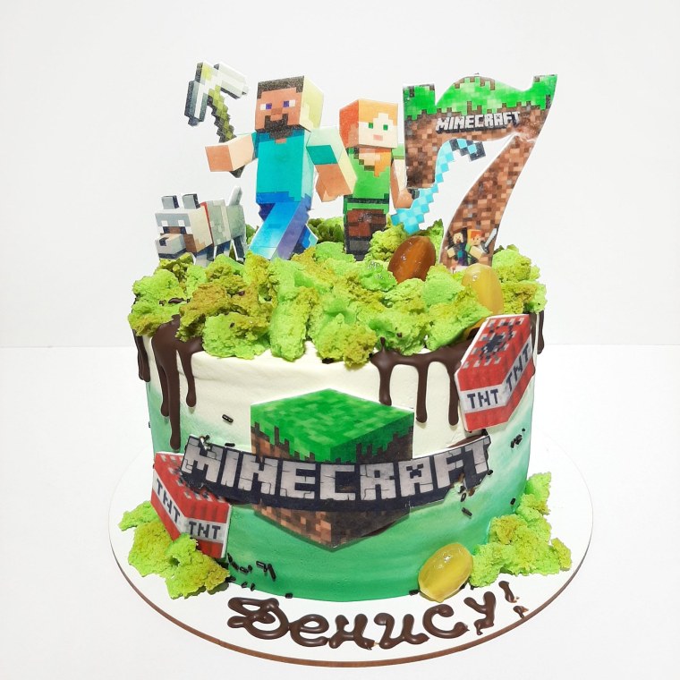 Торт майнкрафт на день рождения мальчику 7 лет