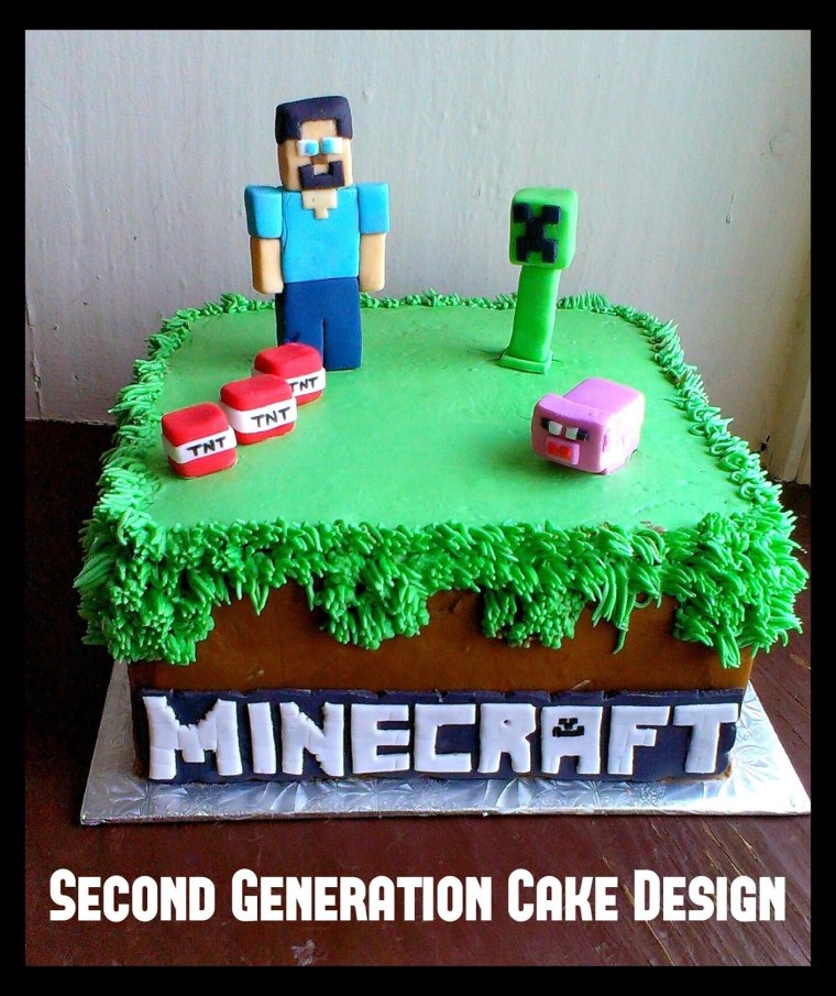 Торт с крема с МАЙНКРАФТОМ для мальчика