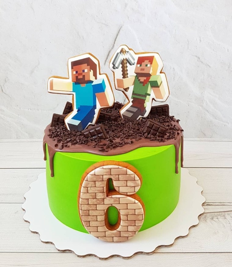 Торт с МАЙНКРАФТОМ для мальчика с пряниками